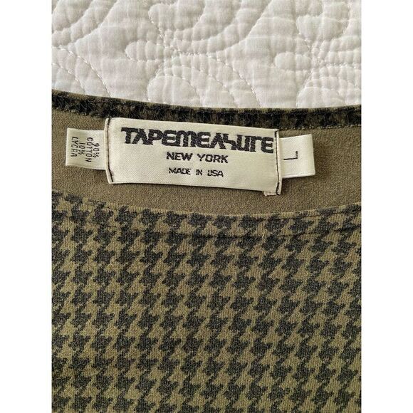 TAPEMEASURE Vintage Houndstooth Tunic Olive Green Boat Neck Lagenlook Size L - Picture 3 of 9